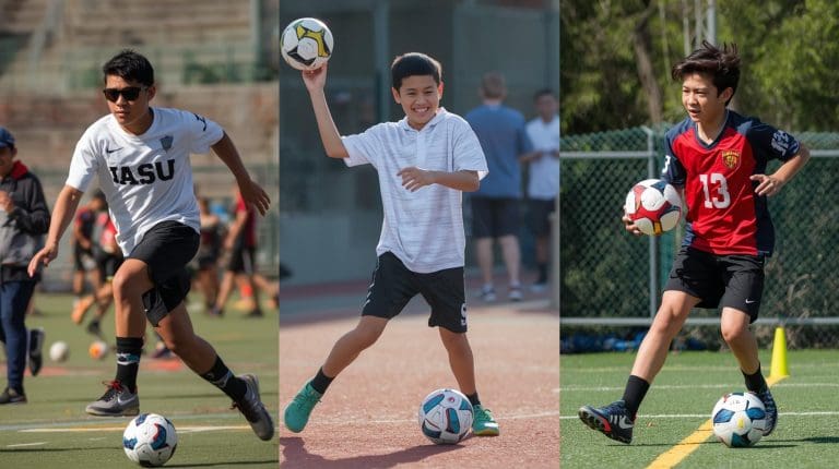 children aged 12-14 having fun playing different sports