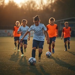 Young Soccer Players Training